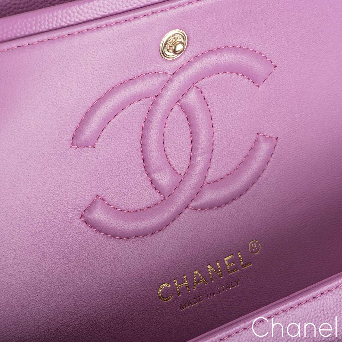 Chanel Lilac Caviar Medium Classic Double Flap Bag | Rich Diamonds